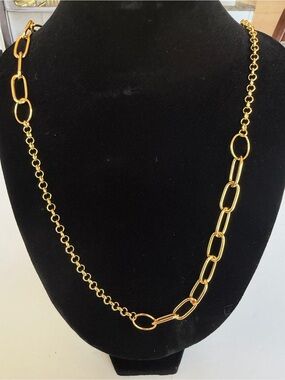Maje Paris Gold Mixed Link Toggle Necklace 31”
